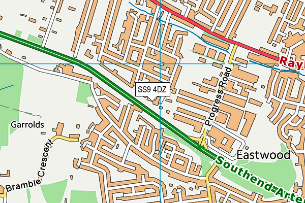 SS9 4DZ map - OS VectorMap District (Ordnance Survey)