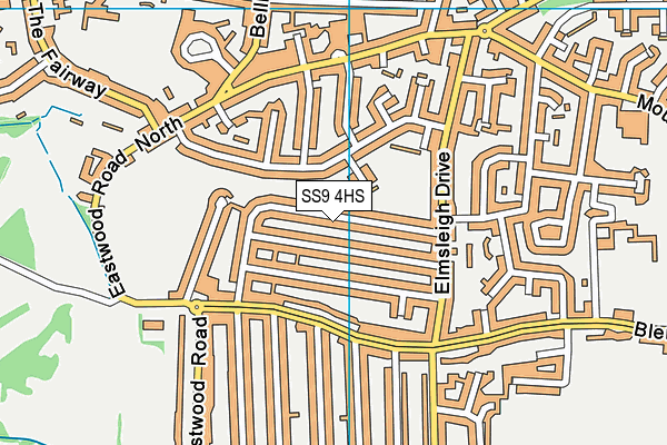 SS9 4HS map - OS VectorMap District (Ordnance Survey)
