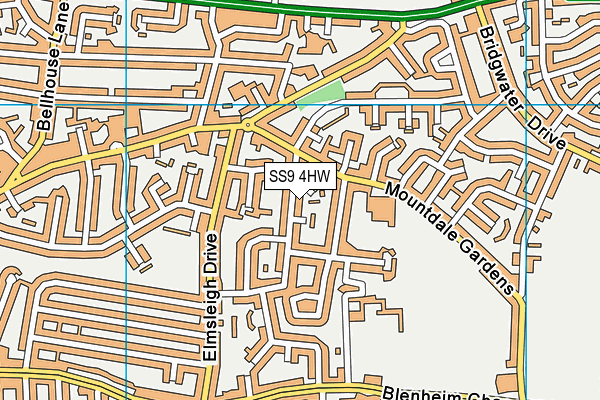 SS9 4HW map - OS VectorMap District (Ordnance Survey)