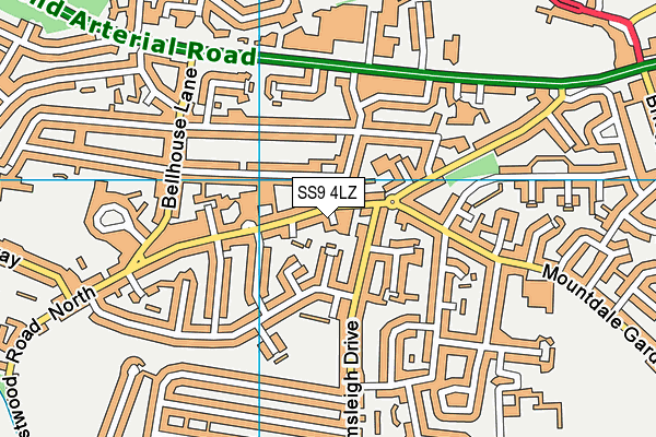SS9 4LZ map - OS VectorMap District (Ordnance Survey)