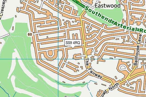 SS9 4RQ map - OS VectorMap District (Ordnance Survey)