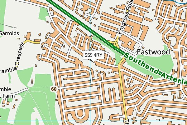 SS9 4RY map - OS VectorMap District (Ordnance Survey)