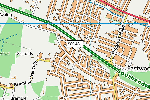 SS9 4SL map - OS VectorMap District (Ordnance Survey)