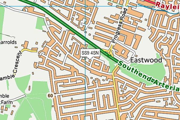 SS9 4SN map - OS VectorMap District (Ordnance Survey)