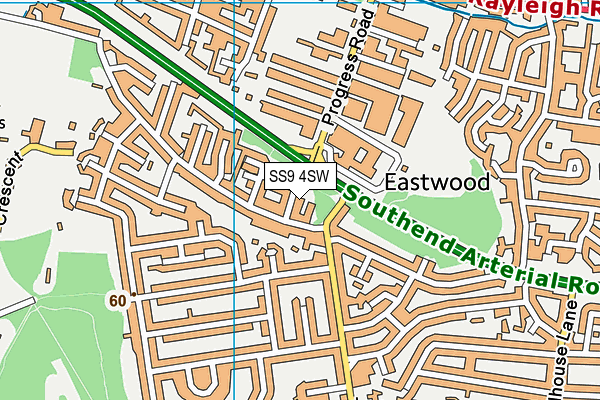 SS9 4SW map - OS VectorMap District (Ordnance Survey)