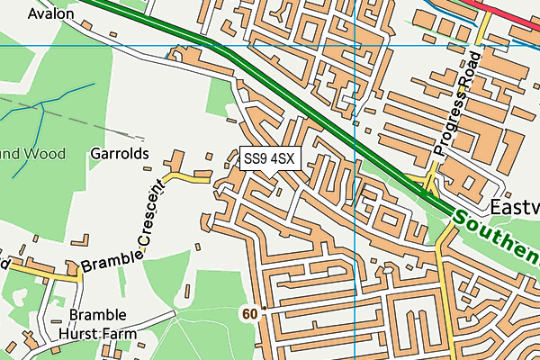 SS9 4SX map - OS VectorMap District (Ordnance Survey)