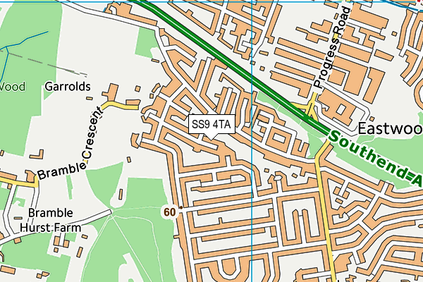 SS9 4TA map - OS VectorMap District (Ordnance Survey)