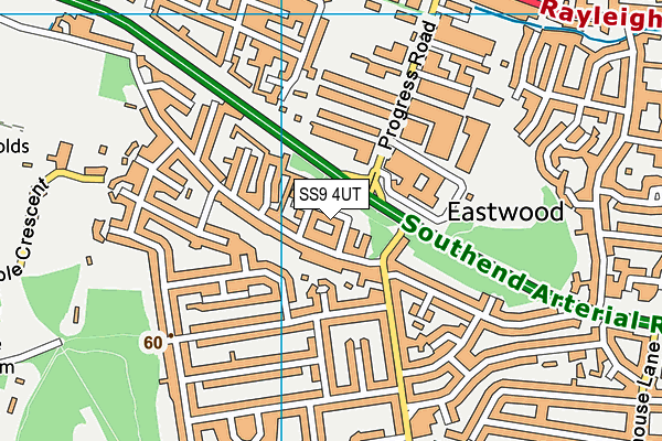 SS9 4UT map - OS VectorMap District (Ordnance Survey)