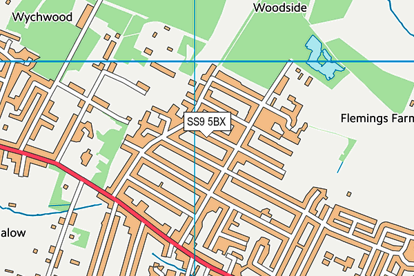 SS9 5BX map - OS VectorMap District (Ordnance Survey)