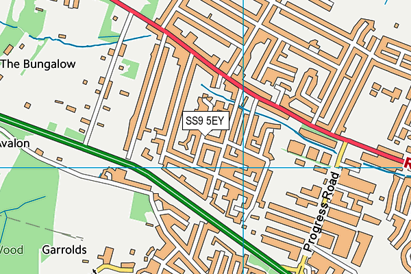 SS9 5EY map - OS VectorMap District (Ordnance Survey)