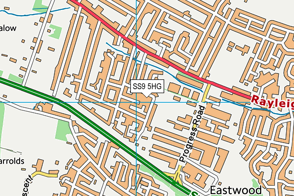 SS9 5HG map - OS VectorMap District (Ordnance Survey)
