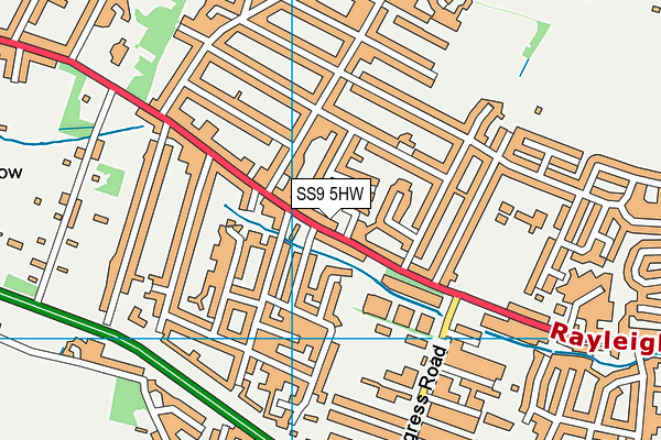 SS9 5HW map - OS VectorMap District (Ordnance Survey)