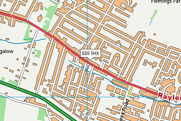 SS9 5HX map - OS VectorMap District (Ordnance Survey)