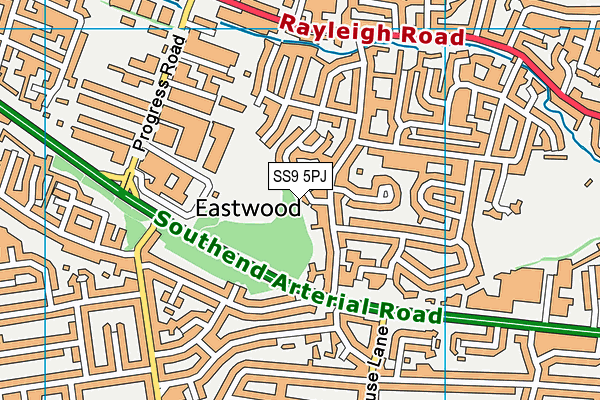 SS9 5PJ map - OS VectorMap District (Ordnance Survey)