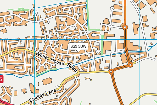 SS9 5UW map - OS VectorMap District (Ordnance Survey)
