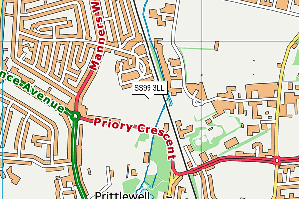 SS99 3LL map - OS VectorMap District (Ordnance Survey)