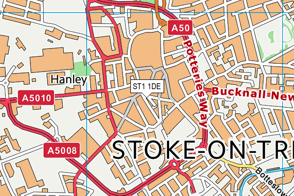 ST1 1DE map - OS VectorMap District (Ordnance Survey)