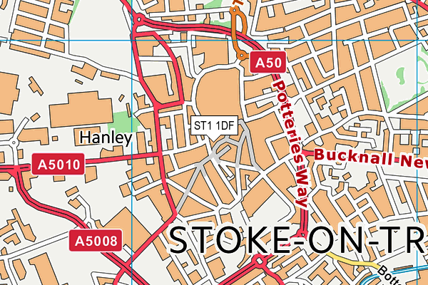 ST1 1DF map - OS VectorMap District (Ordnance Survey)