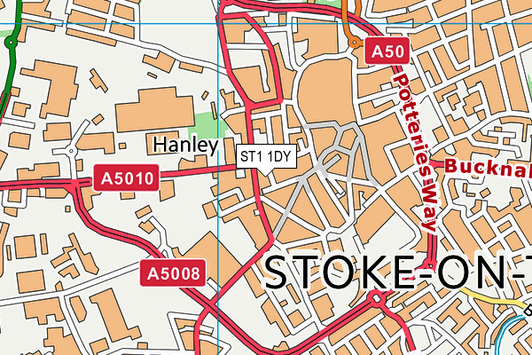 ST1 1DY map - OS VectorMap District (Ordnance Survey)