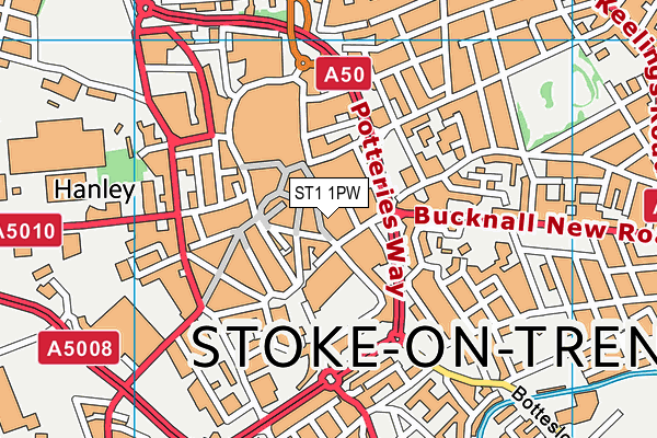 ST1 1PW map - OS VectorMap District (Ordnance Survey)