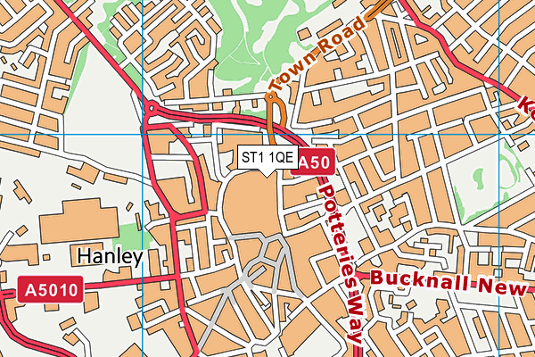 ST1 1QE map - OS VectorMap District (Ordnance Survey)