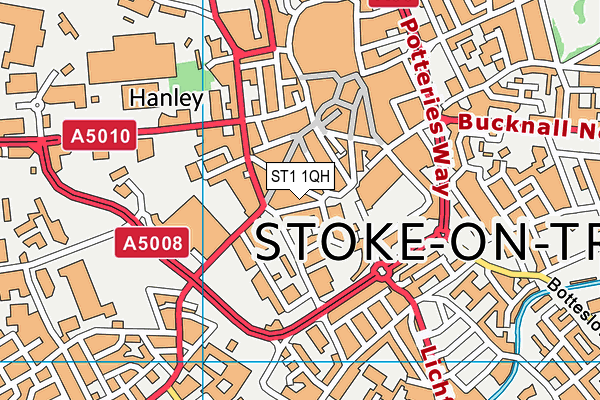 ST1 1QH map - OS VectorMap District (Ordnance Survey)