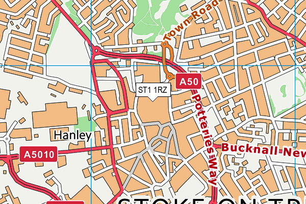 ST1 1RZ map - OS VectorMap District (Ordnance Survey)