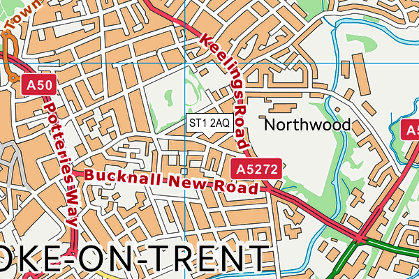 ST1 2AQ map - OS VectorMap District (Ordnance Survey)