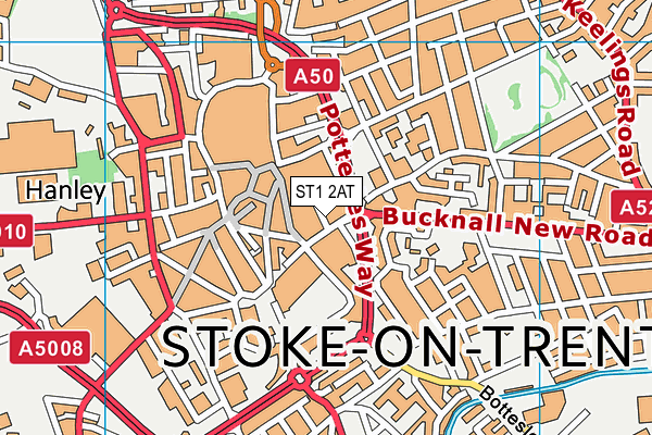 ST1 2AT map - OS VectorMap District (Ordnance Survey)