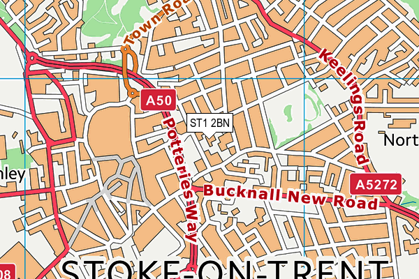 ST1 2BN map - OS VectorMap District (Ordnance Survey)
