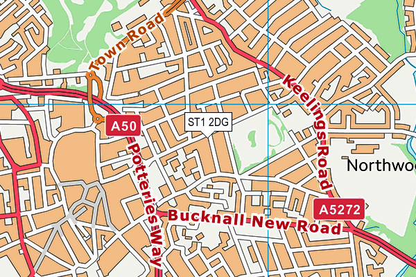 ST1 2DG map - OS VectorMap District (Ordnance Survey)