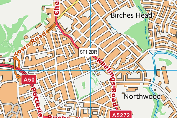 ST1 2DR map - OS VectorMap District (Ordnance Survey)