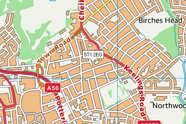 ST1 2EG map - OS VectorMap District (Ordnance Survey)