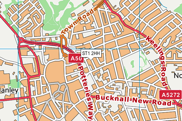 ST1 2HH map - OS VectorMap District (Ordnance Survey)