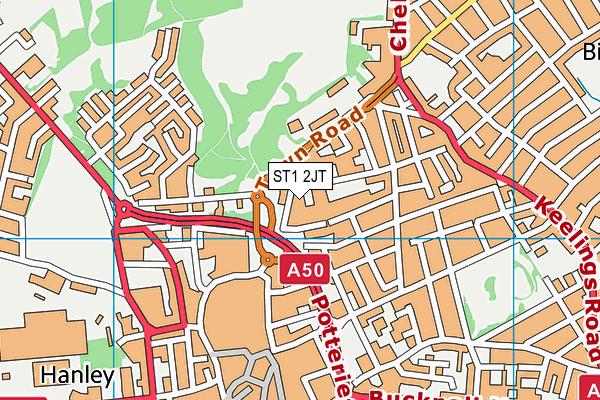 ST1 2JT map - OS VectorMap District (Ordnance Survey)