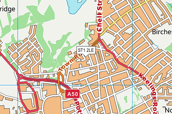 ST1 2LE map - OS VectorMap District (Ordnance Survey)