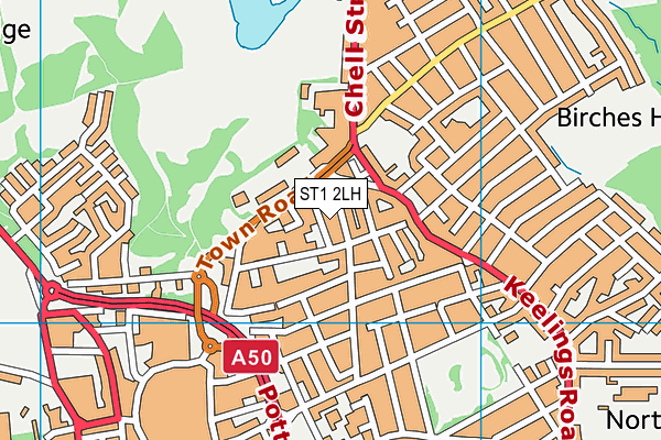 ST1 2LH map - OS VectorMap District (Ordnance Survey)