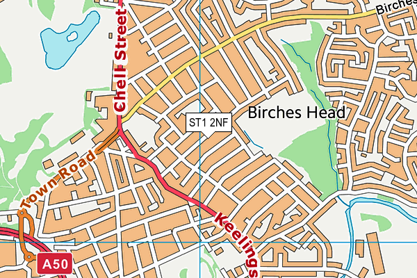 ST1 2NF map - OS VectorMap District (Ordnance Survey)