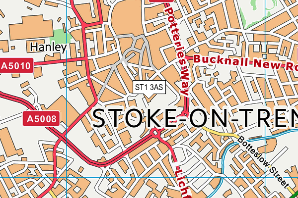 ST1 3AS map - OS VectorMap District (Ordnance Survey)