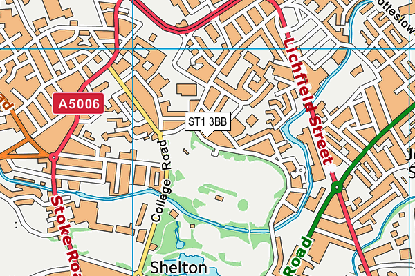 ST1 3BB map - OS VectorMap District (Ordnance Survey)