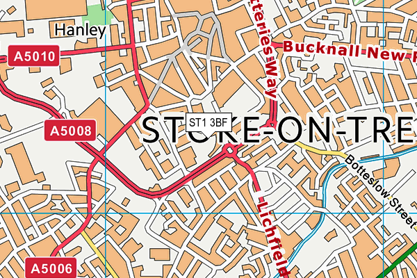 ST1 3BF map - OS VectorMap District (Ordnance Survey)