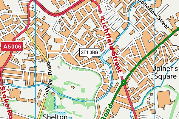 ST1 3BG map - OS VectorMap District (Ordnance Survey)