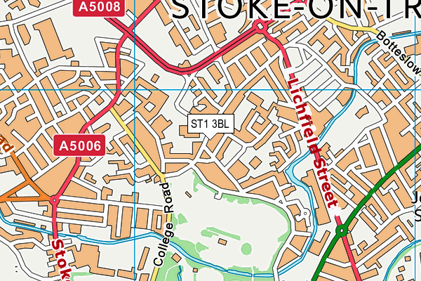 ST1 3BL map - OS VectorMap District (Ordnance Survey)