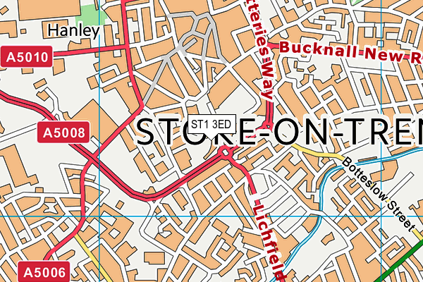 ST1 3ED map - OS VectorMap District (Ordnance Survey)