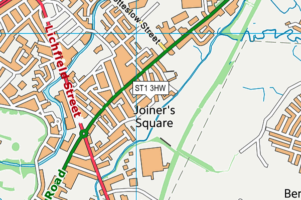 ST1 3HW map - OS VectorMap District (Ordnance Survey)