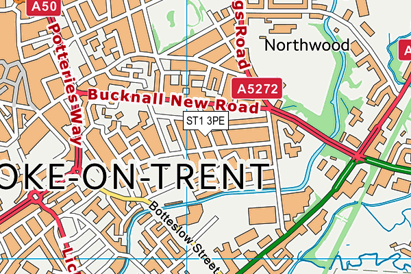 ST1 3PE map - OS VectorMap District (Ordnance Survey)