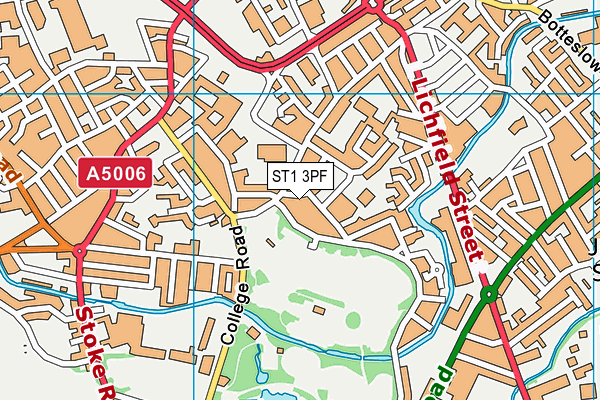 ST1 3PF map - OS VectorMap District (Ordnance Survey)