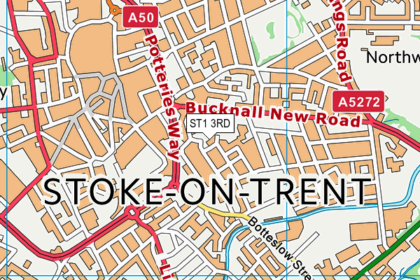 ST1 3RD map - OS VectorMap District (Ordnance Survey)