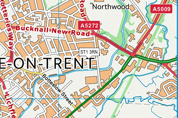 ST1 3RN map - OS VectorMap District (Ordnance Survey)