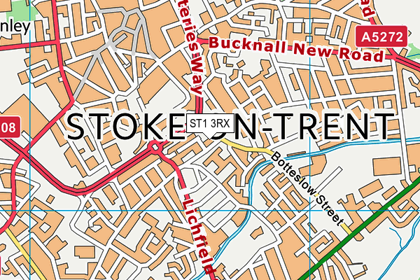 ST1 3RX map - OS VectorMap District (Ordnance Survey)